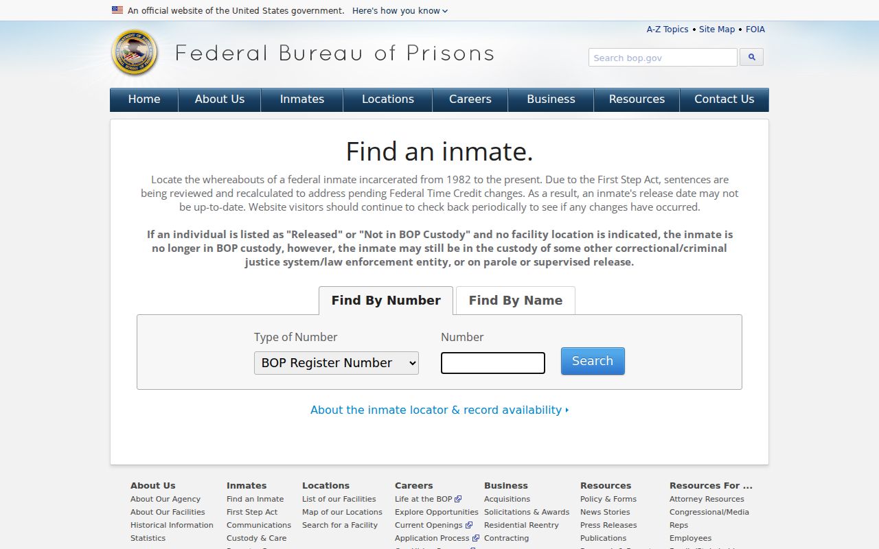 Federal Bureau of Prisons inmate locator for federal custody beyond Collingsworth County